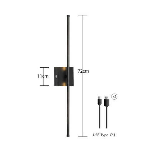 Aufladbare Wandlampe mit Touch-Taste Magnetische Wand leuchte mit Fernbedienung drehbares Licht 3 Farbe Farbtemperaturen dimmbar 72CM