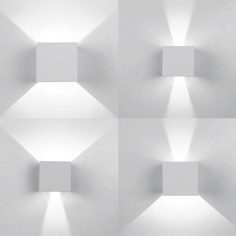 Topmo-plus 6W LED Wandlampe / 2 OSRAM COB LED Leuchtmittel Aluminium IP65 Wasserdichte 660LM Quadrat Wandbeleuchtung Up & Down Innen/Außenwandleuchten grau/weiß