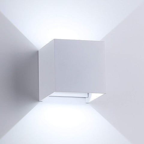 Topmo-plus 6W LED Wandlampe / 2 OSRAM COB LED Leuchtmittel Aluminium IP65 Wasserdichte 660LM Quadrat Wandbeleuchtung Up & Down Innen/Außenwandleuchten grau/weiß