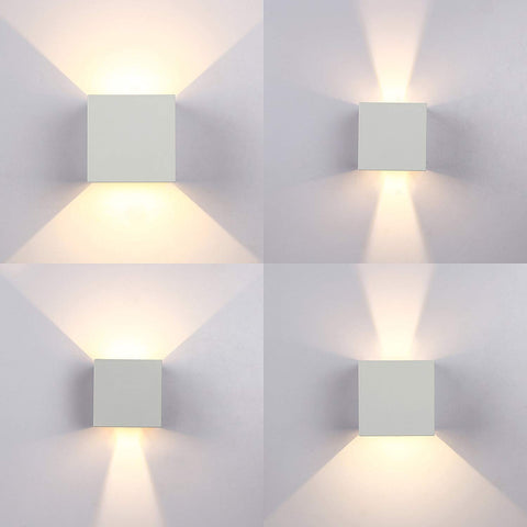 Topmo-plus 6W LED Wandlampe / 2 OSRAM COB LED Leuchtmittel Aluminium IP65 Wasserdichte 660LM Quadrat Wandbeleuchtung Up & Down Innen/Außenwandleuchten grau/weiß