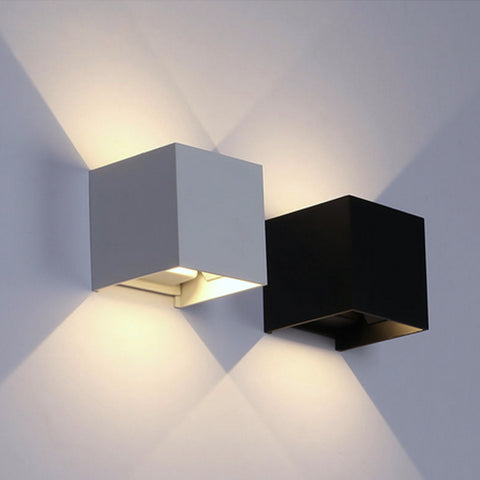 Topmo-plus 6W LED Wandlampe / 2 OSRAM COB LED Leuchtmittel Aluminium IP65 Wasserdichte 660LM Quadrat Wandbeleuchtung Up & Down Innen/Außenwandleuchten grau/weiß