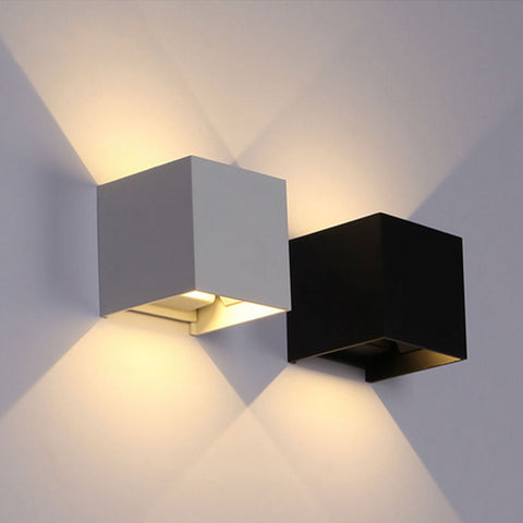 Topmo-plus 6W LED Wandlampe / 2 OSRAM COB LED Leuchtmittel Aluminium IP65 Wasserdichte 660LM Quadrat Wandbeleuchtung Up & Down Innen/Außenwandleuchten grau/weiß