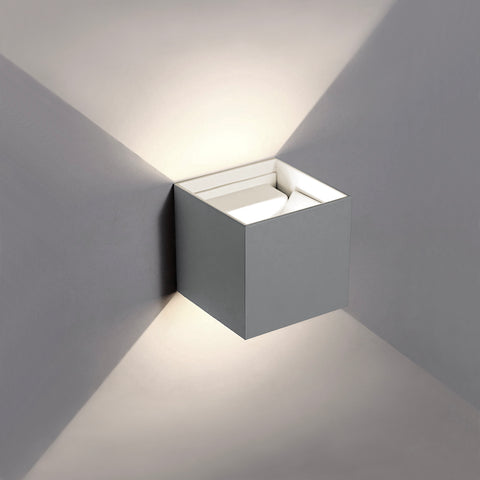 Topmo-plus 6W LED Wandlampe / 2 OSRAM COB LED Leuchtmittel Aluminium IP65 Wasserdichte 660LM Quadrat Wandbeleuchtung Up & Down Innen/Außenwandleuchten grau/weiß