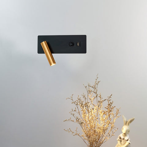 Topmo-plus Hotel Bettlampe Schlafzimmer Leseleuchten mit USB und Schalter/LED 3W CREE COB/ Wandleuchte Innen Wandlampe Flur wohnzimmer Treppen Hotels Nachtlicht 3000K schwarz weiß
