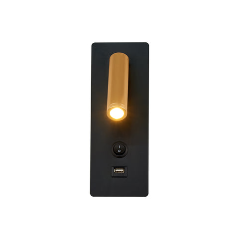 Topmo-plus Hotel Bettlampe Schlafzimmer Leseleuchten mit USB und Schalter/LED 3W CREE COB/ Wandleuchte Innen Wandlampe Flur wohnzimmer Treppen Hotels Nachtlicht 3000K schwarz weiß