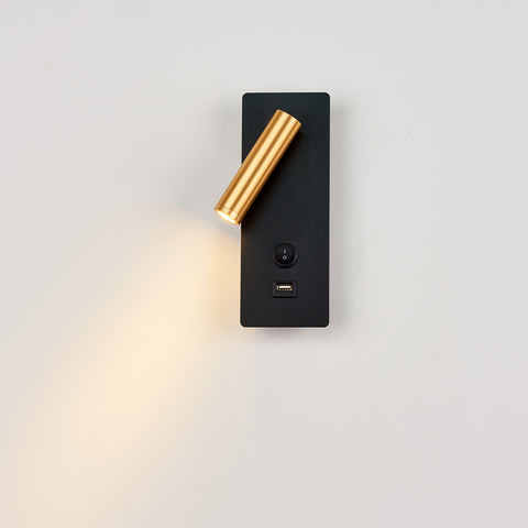 Topmo-plus Hotel Bettlampe Schlafzimmer Leseleuchten mit USB und Schalter/LED 3W CREE COB/ Wandleuchte Innen Wandlampe Flur wohnzimmer Treppen Hotels Nachtlicht 3000K schwarz weiß