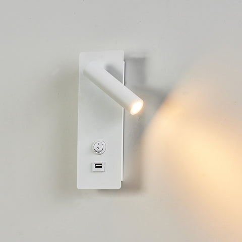 Topmo-plus Hotel Bettlampe Schlafzimmer Leseleuchten mit USB und Schalter/LED 3W CREE COB/ Wandleuchte Innen Wandlampe Flur wohnzimmer Treppen Hotels Nachtlicht 3000K schwarz weiß