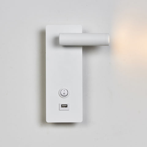 Topmo-plus Hotel Bettlampe Schlafzimmer Leseleuchten mit USB und Schalter/LED 3W CREE COB/ Wandleuchte Innen Wandlampe Flur wohnzimmer Treppen Hotels Nachtlicht 3000K schwarz weiß
