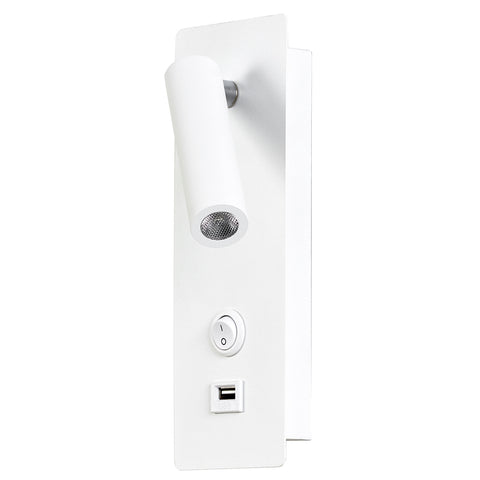 Topmo-plus Hotel Bettlampe Schlafzimmer Leseleuchten mit USB und Schalter/LED 3W CREE COB/ Wandleuchte Innen Wandlampe Flur wohnzimmer Treppen Hotels Nachtlicht 3000K schwarz weiß