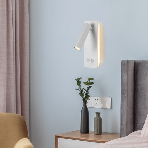 Topmo-plus Hotel Bettlampe Schlafzimmer Leseleuchten mit USB und Schalter/LED 3W CREE COB/ Wandleuchte Innen Wandlampe Flur wohnzimmer Treppen Hotels Nachtlicht 3000K schwarz weiß