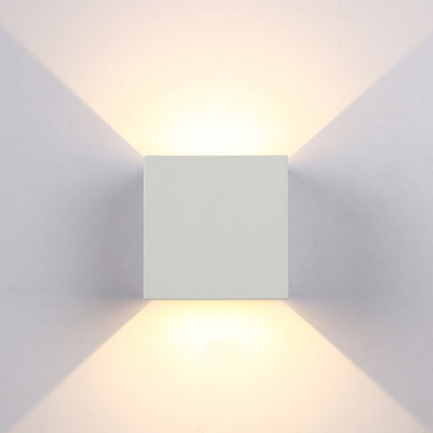 Topmo-plus 6W LED Wandlampe / 2 OSRAM COB LED Leuchtmittel Aluminium IP65 Wasserdichte 660LM Quadrat Wandbeleuchtung Up & Down Innen/Außenwandleuchten grau/weiß